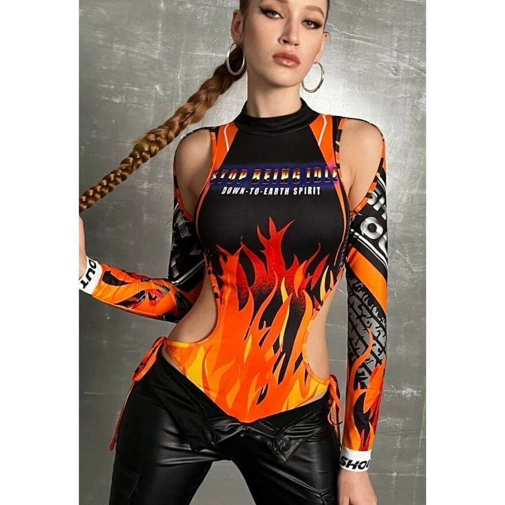Biker Cut Out Bodysuit L